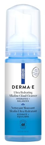 Derma E Ultra Hydrating Alkaline Cloud Cleanser – Gentle Foaming Face Wash with Hyaluronic Acid – Vegan Daily Facial Cleansing, 5.3 Oz