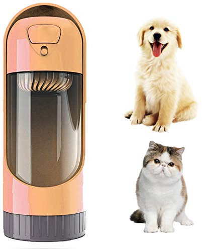 PJDDP Bouteille d'eau pour Chien Portable avec Filtre, 300Ml Distributeur Voyage Tasse d'eau, De Qualité Alimentaire Antibactériennes pour L'épreuve des Fuites Chiens Chats Petits Animaux,Jaune