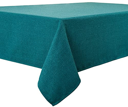 BALCONY & FALCON Eckig Wasserdicht Tischdecke Leinenoptik abwaschbar Tischtuch Leinen Tischläufer Tischwäsche Eckig, 120 × 120 cm, Türkis