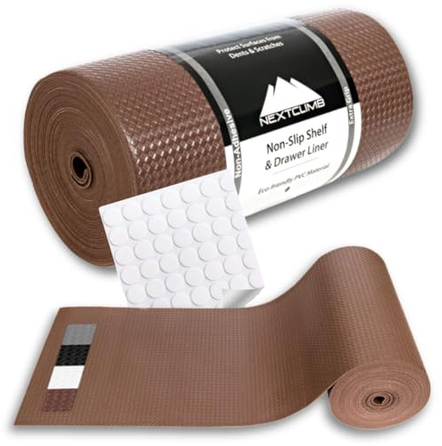 Kitchen Drawer Liners Shelf Liners for Kitchen Cabinets - Truly Non Slip, Non Adhesive Kitchen Cupboard Liners - Easy Cut/Fit, Protect Any Shelves, Wardrobe, Bathroom Surfaces (Brown, 30 x 600cm)