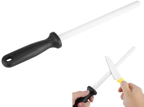 Varilla de afilado de cerámica, afilador de cuchillos profesional para cuchillos cocina, 8 pulgadas Afilador de varillas de cerámica herramienta de molienda de piedra para cuchillos de cocina, tijeras