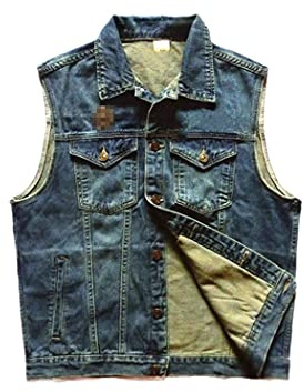 Gilet in denim, Blu Jeans Moto Vest, Biker Blue Jeans Giacca senza maniche, Punk Cowboy Gilet, Gilet, XXXXL