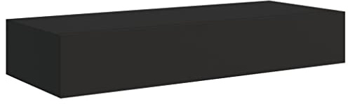 vidaXL Estante con cajón de Pared MDF Negro 60x23,5x10 cm