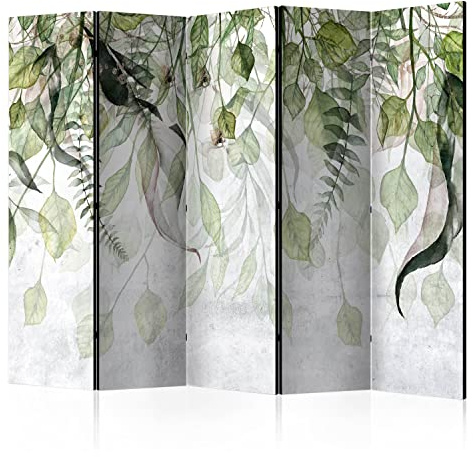 murando - Paravent Raumteiler Natur, 225x172 cm, 5-teilig, Wohnzimmer, Büro | Mobiler Sichtschutz, sofort einsatzbereit, Holzrahmen, ideal fürs Wohnzimmer oder Büro, geruchsneutral, lichtbeständig