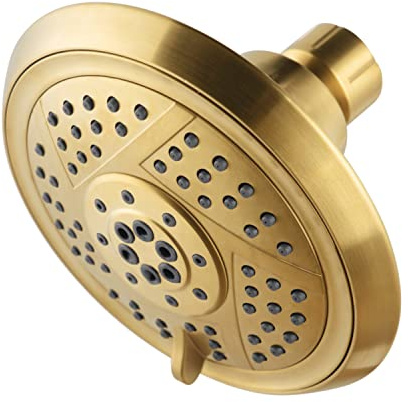 Kingston Brass KX1557 Vilbosch 5-Inch Round 5-Function ABS Shower Head in Brushed Brass