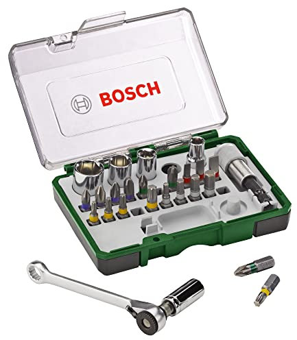 Bosch Set di punte per avvitare, con chiave a cricchetto, 27 pezzi