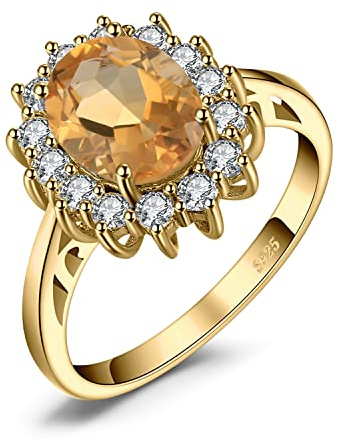 JewelryPalace Prinzessin Diana Kate Middleton Edelstein Smaragd Saphir Topas Amethyst Citrin Granat Peridot Rubin Ringe, Verlobungsring Promise Ring Silber 925 Damen Schmuck Rosegold Gold