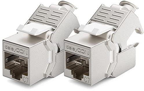 deleyCON 2x CAT 7 Modulo Keystone Jack Ideale per CAT7 CAT6 CAT6a Cavi di Posa Connettore Cavi di Patch Cavi di Rete Schermatura STP Connettore RJ45 1000 MHz 10 Gbit/s Morsetto di Taglio (LSA)
