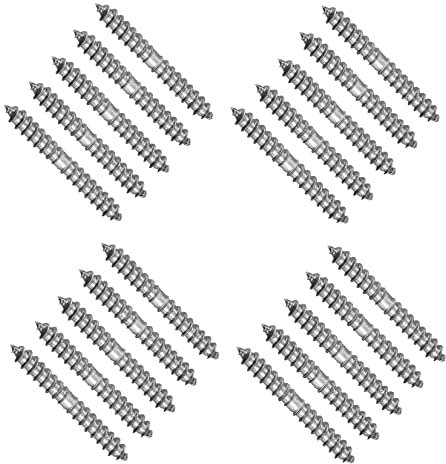 TERF® 5mm X 50mm Wood to Wood Screw Dowels 5mm X 50mm Hanger Double Ended Self-Tapping Thread Dowel Screws For Woodworking Connector Joining Furniture Legs - Pack of 20