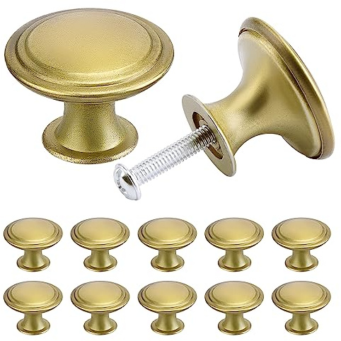 TsunNee Schrankknäufe im Vintage-Stil, schicke Schubladenknäufe, antikes Messing, Küchenschrankgriffe, 30 mm, rund, Möbeltürknäufe, 12 Stück