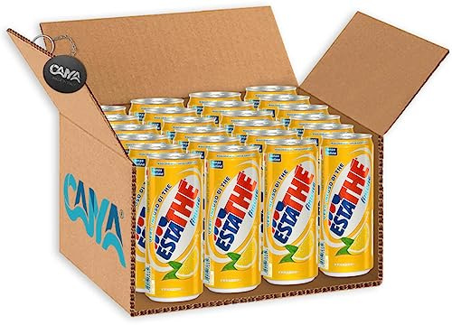 CAIYA 24X Estathe al gusto di limone con infuso di vere foglie di tè, lattina da 330 ml [® SCATOLA da 24
