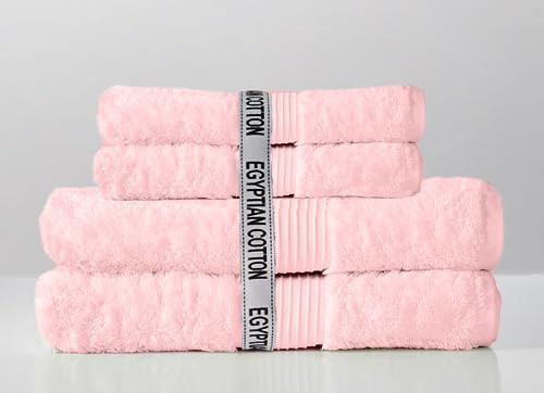 Handtuch Set Giza LINE Handtücher aus 100% ägyptischer Baumwolle 4-teiliges (Rosa)