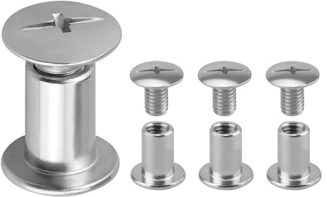 Glvaner 40 Sets M3 x 6mm Binding Screws, 304 Stainless Steel 18-8, Cross Head Chicago Screw Bingding Post Screw Kits for DIY Leather, Photo Albums, Bookbinding, Scrapbook, Belt