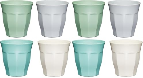 Colourworks Melamine Plastic Cups, Set of 4 Picnic Mugs, 280ml, Classic Colour (Pack of 2)