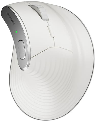Bnnwa Drahtlose vertikale ergonomische Maus, Multi-Gerät (Bluetooth + 2,4 G-Verbindung), 4 einstellbare DPI, 7 Tasten Computermaus für PC, Laptop, Desktop – Schwarz (weiße)