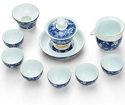 Jingdezhen blau-weißes Porzellan-Set, Kung-Fu-Tee-Set, Heim-Teetasse, Keramik-Teeschale, Teetasse, Geschenkbox, Tee-Set