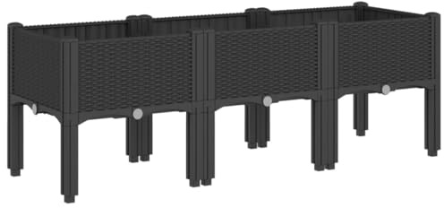 vidaXL Odlingslåda med ben svart 120x40x42 cm PP, hög odlingslåda, odlingskruka, blomkrukor, höga odlingslådor, odlingskrukor, blomkruka, utomhuskruka
