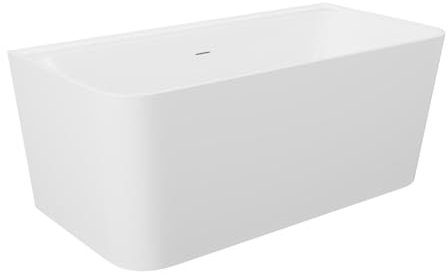 Vente-unique - Baignoire semi îlot rectangulaire - 150 x 75 x 60 cm - Acrylique - Blanc brillant - 216 L - ATESA