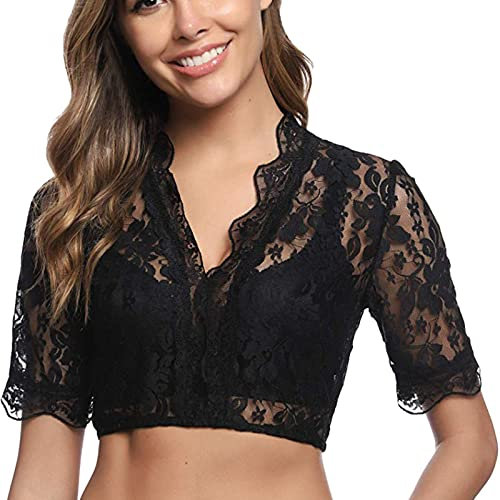 GFPGNDFHG Dirndl blau Damen Dirndlbluse Spitze dirndlschürze 3/4 arm Trachtenmieder Body Trachtenbluse trachtenhut Herren