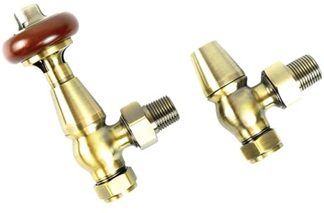 Tempotec Traditional Brass Thermostatic Radiator Valves, Modern Design (Antique Brass)