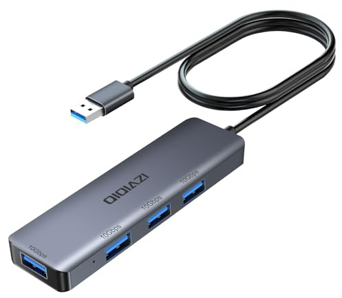 USB Hub 3.2 10Gbps, USB 3.2 Gen2 Adapter mit 4*USB A 3.2 Ports, Multiport Splitter aus Aluminium mit 100cm Kabel für Mac mini, iMac, Laptop, Desktop usw