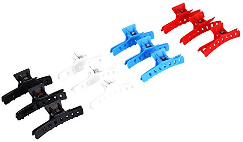 12 pinzas de plástico para el pelo para uso en salón, accesorios de peinado con doble diseño con bisagras para todo tipo de cabello, para peluquería y peinado diario