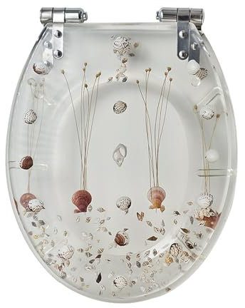WC-Sitz aus Harz, Absenkautomatik Toilettendeckel mit Top Fix und Schnellverschluss, Einfache Montage, Leicht zu Reinigen, Edelstahl Scharnieren, Transparente Getrocknete Blumen WC Deckel