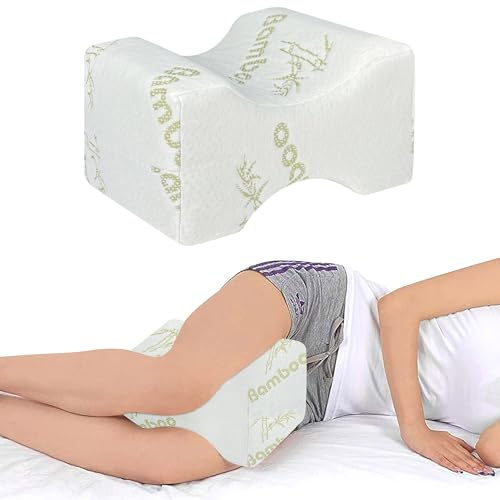 IlGruppone Cuscino a Farfalla per Gambe e Lombare in Memory Foam Bambù - Guanciale Certificato Oeko Tex Ergonomico per Ginocchia, Aiuto la Corretta Posizione sul Fianco, Fodera Rimovibile (Farfalla)