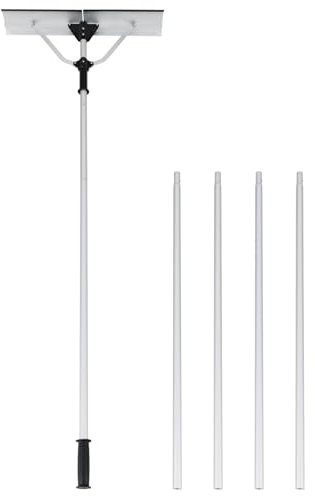 COSTWAY Restrello da Neve per Tetto Lungezza 635 cm, Rastrello per Neve Telescopico con Testa Pieghevole, Restrello in Alluminio Allungabile con 5 Asta Rimozione Neve, Pala da Neve per Tetto