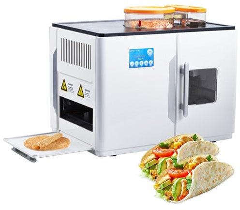 Naturalpowev Machine à roti, Machine à Tortilla électrique avec écran Visible, épaisseur et Temps réglables, Presse à Tortilla à la Farine pour Tortillas de maïs, Tamales, chapati, pâte à Pizza
