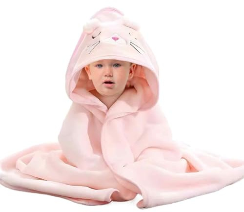 mkemka Baby Handtuch mit Kapuze, weiche Kapuzen-Babyhandtücher für Neugeborene, saugfähiges Kapuzenhandtuch, Tier-Design, Babyhandtuch für Neugeborene, Baby Junge und Mädchen (Rosa)