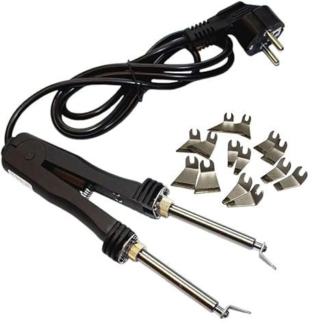 Empotec Lötkolben mit Zange EM-409 + Lötspitzen-Set für SMD-Komponenten und Chip integrierte Schaltkreise Lötstation Entlötstation Leistung 48 W Spannung 220-240 V Doppelrohr Pinzette Löten