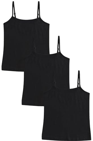NEXT Mädchen Trägertops mit Spaghettiträgern, 3er-Pack Schwarz 158-164