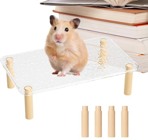 Hamsterkäfigregal, Haustierzubehör, Futterstation höhenverstellbar, Rampenleiter- , stabiles Material, Käfigklettern und Füttern, 30 x 18 x 8 cm