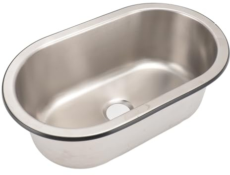 Lwuey 304 Stainless Steel Bar Sink, Oval, 34x20x13cm | Camper Van Sink Wash Basin, 40mm Drain Hole, Undermount Drop in, Single Bowl