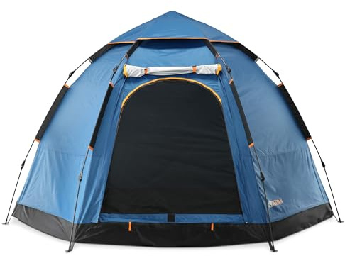 DERYAN Tienda de campaña de playa desplegable XL – 2 segundos de montaje – para 4 personas – UV 50+ – Protección contra el viento – Tienda interior oscura – Portátil y compacta