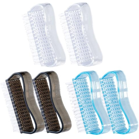 ARTSEWPLY Lot de 6 Brosses à Ongles Manche en Pp, Résistantes la Déformation, pour Nettoyage Précis des Ongles et Manucure Professionnelle