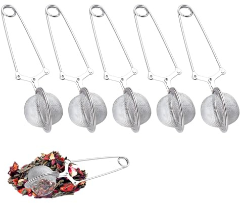 5 pieces tea strainer for loose tea, stainless steel tea strainers, tea infuser and tea tongs, suitable for tea lovers, a competent assistant for tea, tea leaves and spices in the kitchen