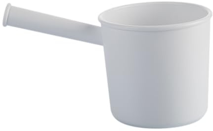 Luxshiny Cucharón De Agua De Cocina Mango Largo 40 Cm Plástico Blanco Funcional Para Uso Doméstico y Lavado De Verduras, Frutas y Riego De Plantas