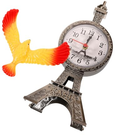 HAMPPLIES Reloj de Mesa Retro Torre Eiffel Sin Pilas Reloj Despertador Analógico Vintage para Escritorio y Decoración de Oficina o Dormitorio