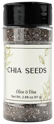 Olive & Vine Chia Seeds, Nutty Flavor, for Smoothies & Baking, Rich Tradition, Authentic Taste, for Global Recipes (2.88 Ounce)