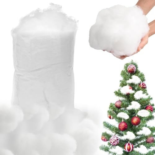 Neige Artificielle Décorative de Noël 400g, Fausse Neige de Noël, Couverture de Neige Intérieur, Ouate de Remplissage pour Faux Nuage Arbre de Noël Village Hiver Manteau Nativité Décoration de Noël