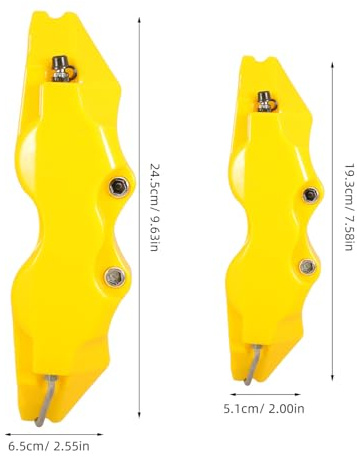 Healeved 2 Sets Yellow 3D Style Front and Rear Brake Caliper Covers Wheel Hub Brake Protection Kit Small Yellow Car Caliper Hub Covers
