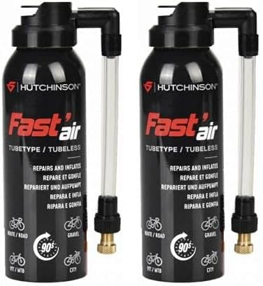 HUTCHINSON - Bombe Anti crevaison - Fastair - Accessoires vélo - Pour pneu de vélo - 125 ml - Réparation Pneu (Lot de 2)