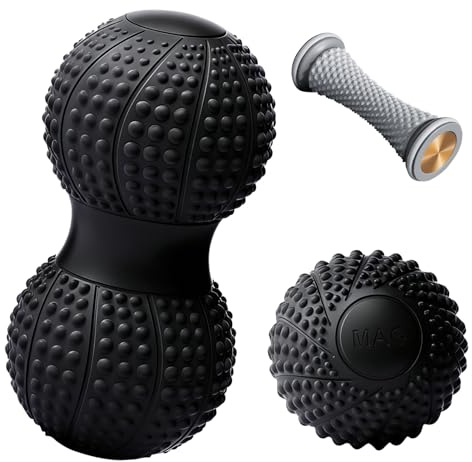 3 Stück Faszienball Set, Kleiner Faszienrolle Wirbelsäule Fuß, Massageball Igelball Faszienrolle Klein für Wirbelsäule Rücken Nacken Fuß, Massagebälle mit Noppen für Faszientraining Durchführen (D)