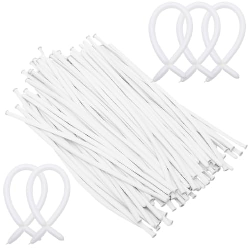 EXAOMBLE Múltiples Usos Globos Largos de Látex Blancos 200 para Modelar Flores y Animales, Fáciles de Usar para Cumpleaños y Bodas