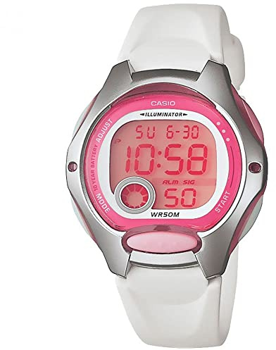 Casio Women's LW200-7AV White Resin Strap and Pink Dial Digital Watch, Gray, LW-200-7AV