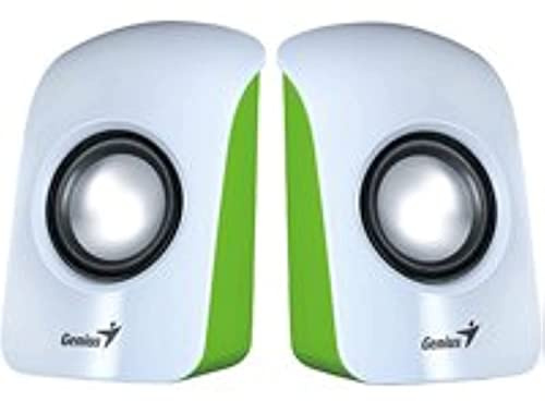 Genius SP-U115- Altavoces estéreo USB, 1.5 W RMS, Color Blanco y Verde