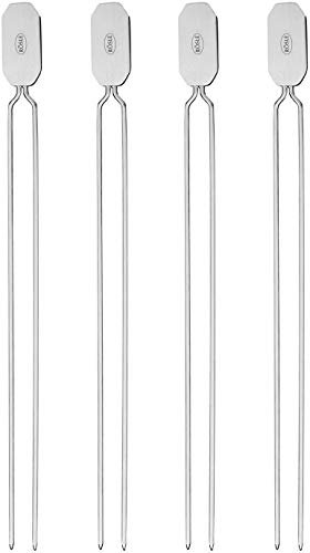 RÖSLE Grillspieße, Doppelspieße zur Zubereitung von Schaschlik und Gemüse, 4 Stück, 33 cm, Edelstahl 18/10, spülmaschinengeeignet, Silber