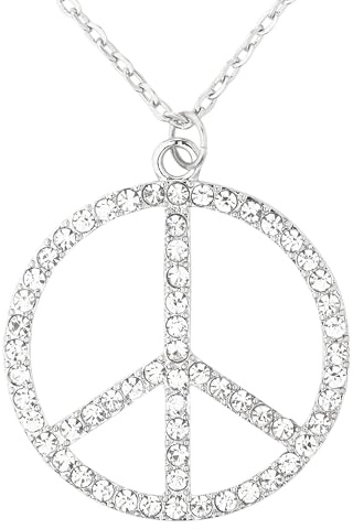 W WIDMANN MILANO Party Fashion - Peace Kette mit Strass | Halskette für Hippie Kostüme, Karneval und Mottopartys